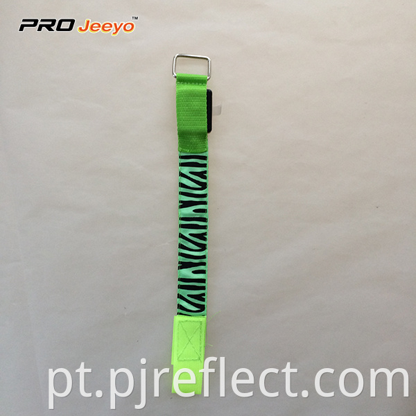 Reflective Led Light Green Zebra Print Webbing Armband Wb Mbw005